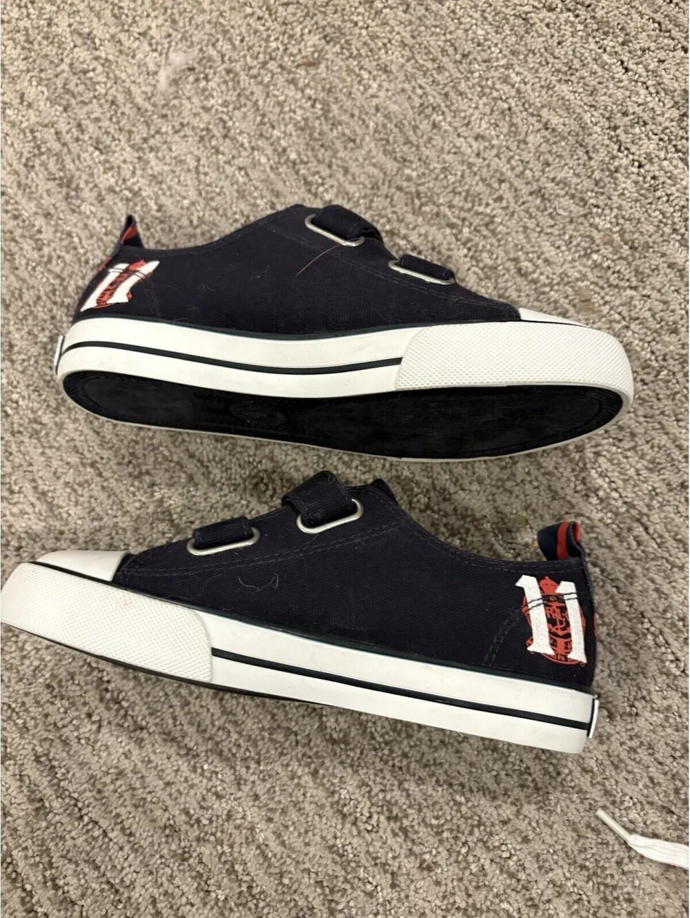 Polo Ralph Lauren Kids Size 13 Navy Blue Canvas Low Top Hook & Loop Sneakers